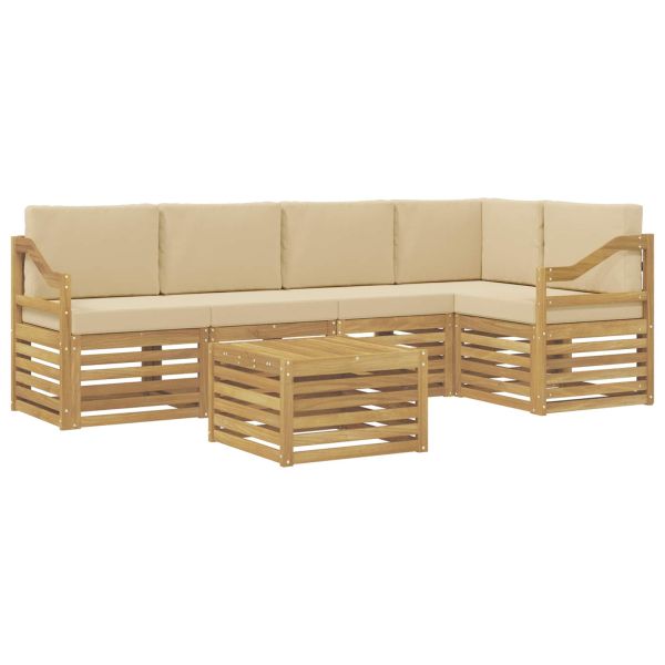 Комплект дивани за открито 6 pcs Бяло и Бежово 59 x 59 x 37 см