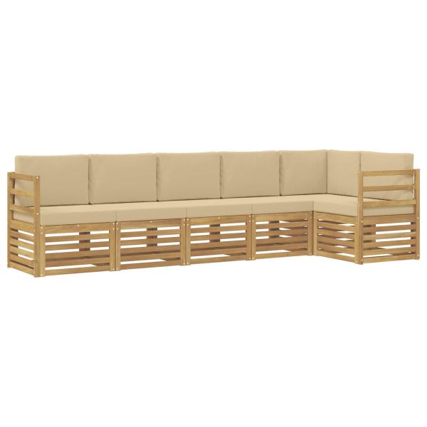 Комплект дивани за открито 6 pcs Бяло и Бежово