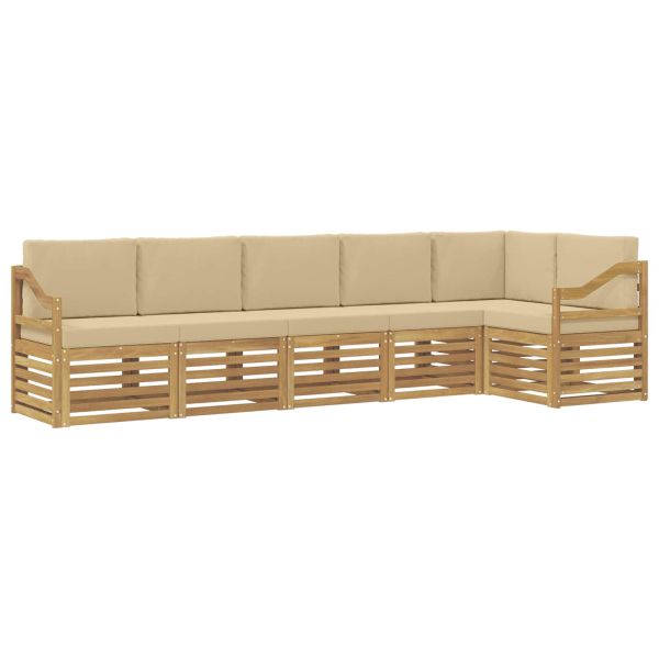 Комплект дивани за открито 6 pcs Бяло и Бежово