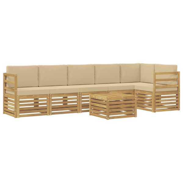 Комплект дивани за открито 7 pcs Бяло и Бежово 59 x 59 x 37 см