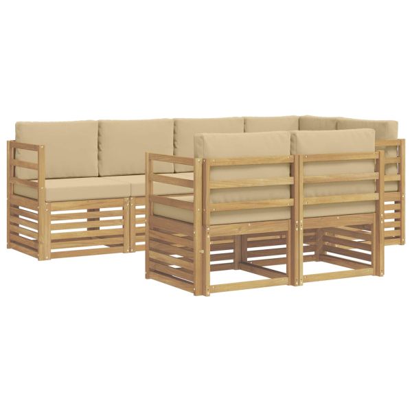 Комплект дивани за открито 7 pcs Бяло и Бежово