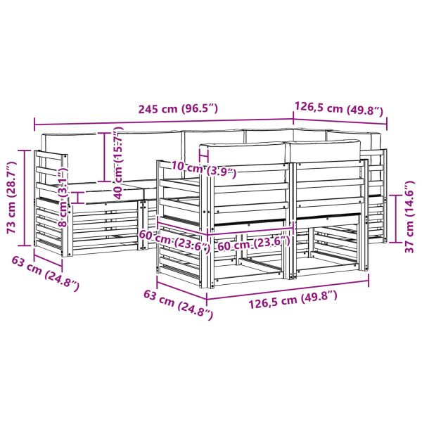 Комплект дивани за открито 7 pcs Бяло и Бежово