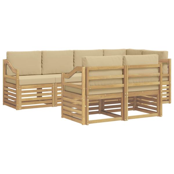 Комплект дивани за открито 7 pcs Бяло и Бежово