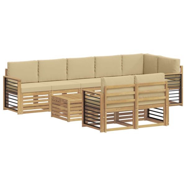 Комплект дивани за открито 9 pcs Бяло и Бежово 59 x 59 x 37 см