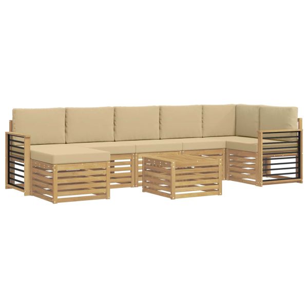 Комплект дивани за открито 8 pcs Бяло и Бежово 59 x 59 x 37 см
