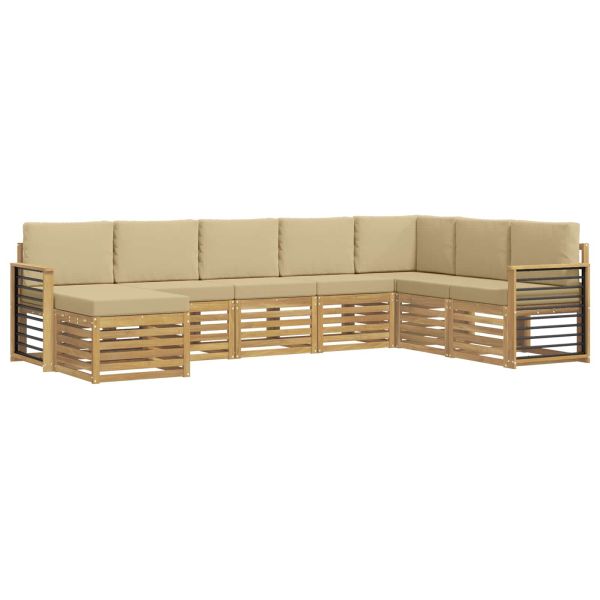 Комплект дивани за открито 8 pcs Бяло и Бежово