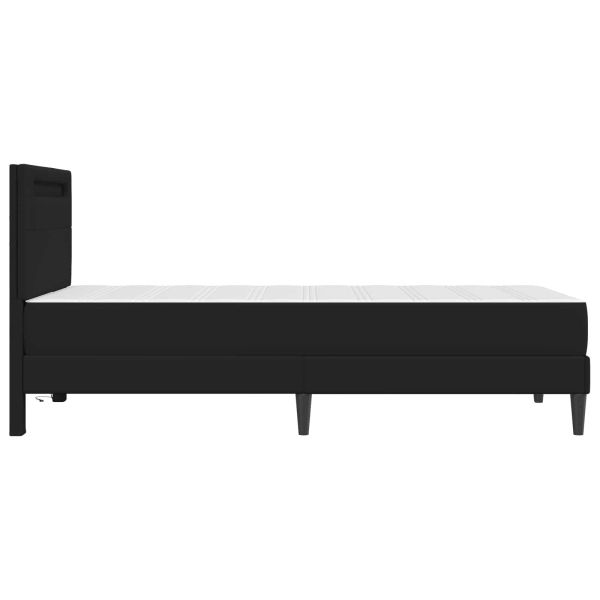Рамка за легло с LED ленти Черно 100 x 200 cm Изкуствена