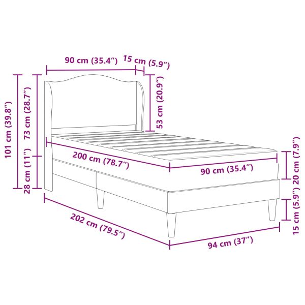 Рамка за легло с таблото Розово 90 x 200 cm Кадифе