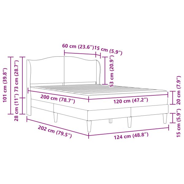 Рамка за легло с таблото Тъмносиво 120 x 200 cm Кадифе