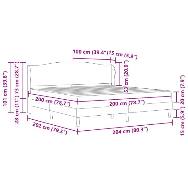Рамка за легло с таблото Светлосиво 200 x 200 cm Кадифе