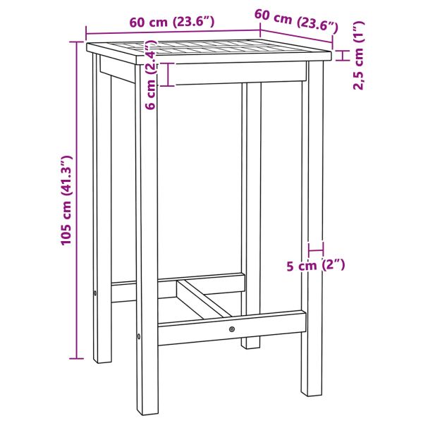 Бар маса Натурално 60 x 60 x 105 cm Солидно тиково дърво