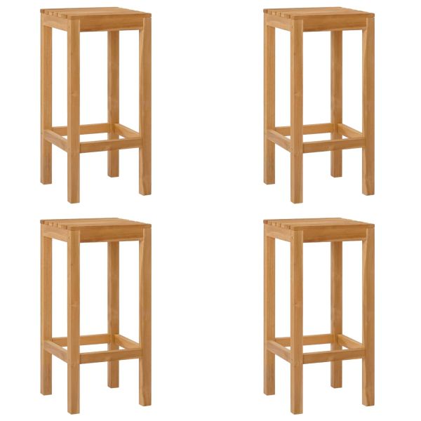 Бар стол 4 pcs Натурално Солидно тиково дърво
