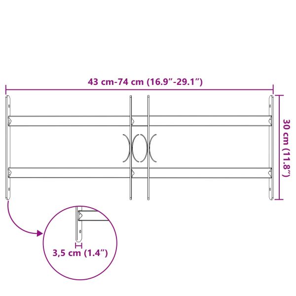 Решетка за сигурност за прозорци с 2 напречни ленти 3 pcs