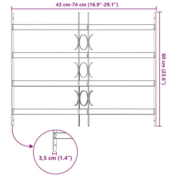 Сигурностна решетка за прозорци с 4 поперечни ленти 3 pcs