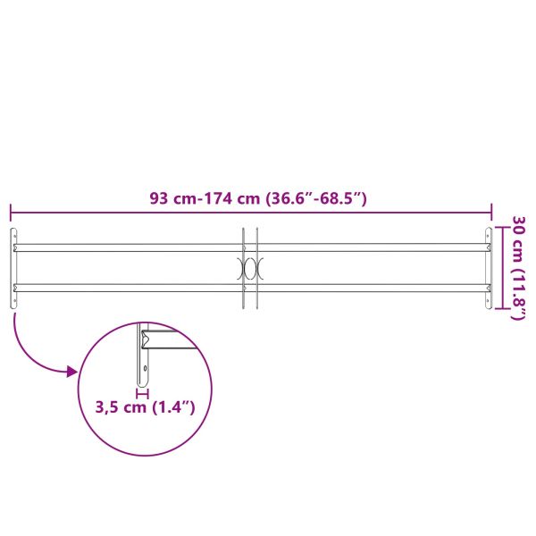 Решетка за сигурност за прозорци с 2 напречни ленти 3 pcs