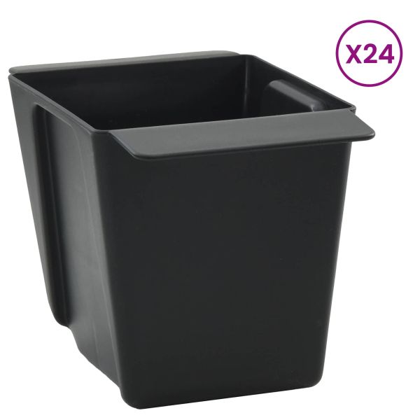 Кутиите за цветя за евро палети 24 pcs Черно 13,5 х 9 х 9,5 см