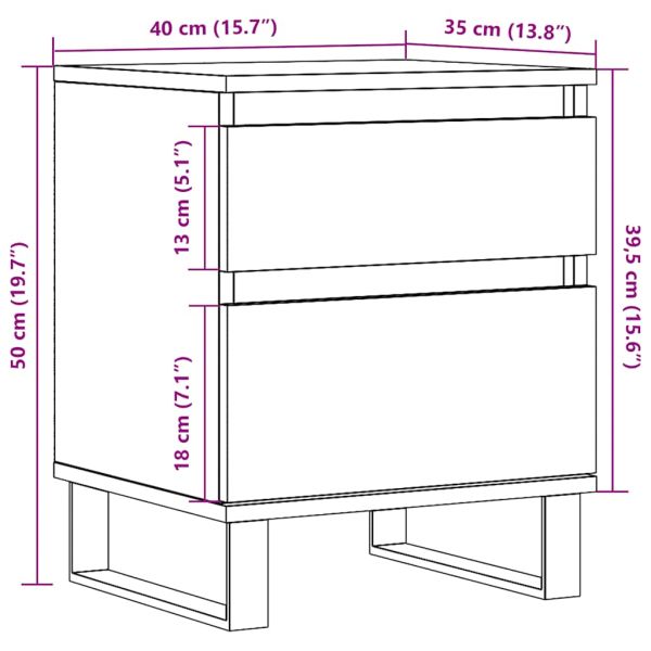 Нощни шкафчета 2 бр дъб артизан 40x35x50 см инженерно дърво