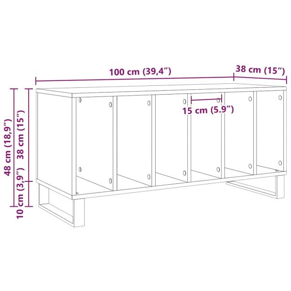 Шкаф за грамофонни плочи с рафт Старо дърво 100 x 38 x 48 см