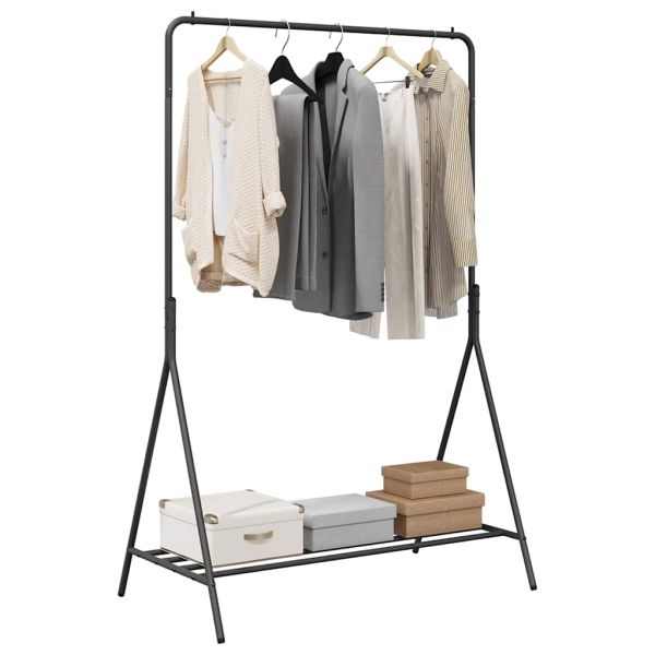 Държач за дрехи със съхранение Черно 100 x 56 x 154 см Стомана
