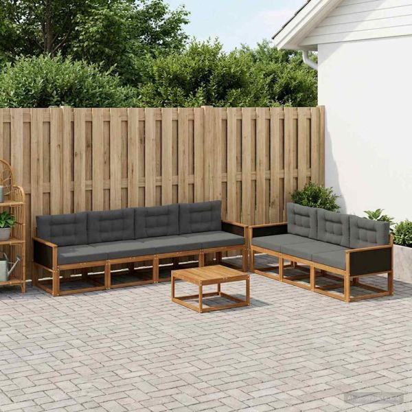 Комплект дивани за открито 8 pcs Натурален и Антрацит