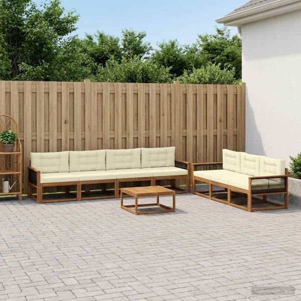 Комплект дивани за открито 8 pcs Натурален и Крема