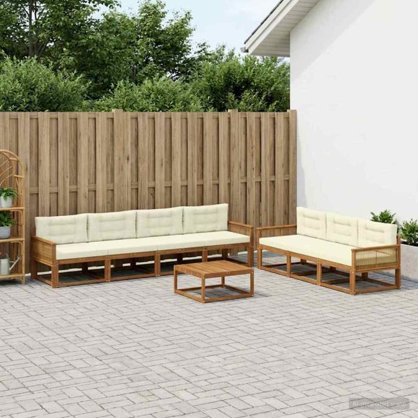 Комплект дивани за открито 8 pcs Натурален и Крема