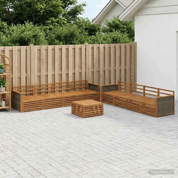 Комплект дивани за открито 9 pcs Натурално