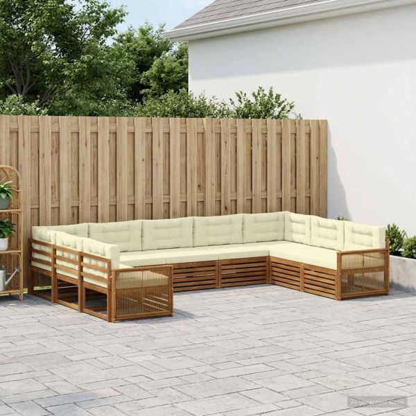 Комплект дивани за открито 9 pcs Натурален и Крема