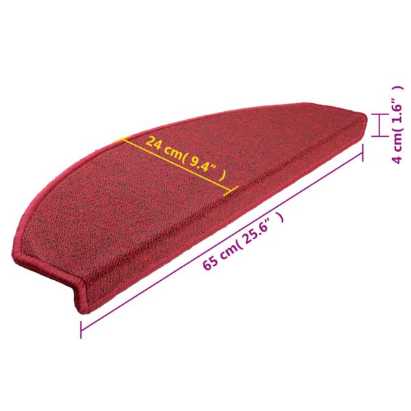 Изтривалки за стълби, 10 бр., 65x24x4 см, червени, полукръгли, големи