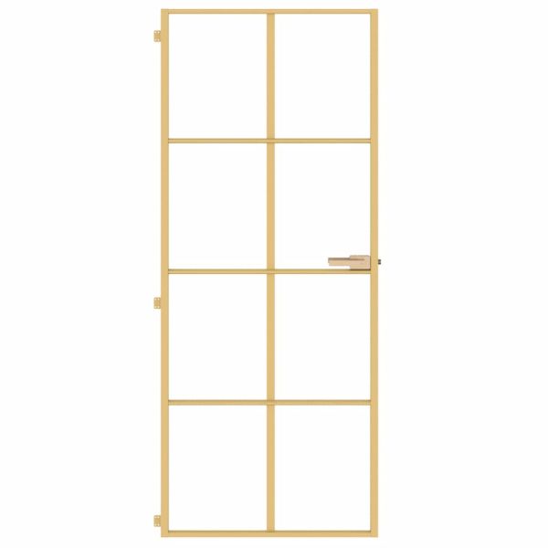 Интериорна врата златиста 83x201,5 см закалено стъкло алуминий