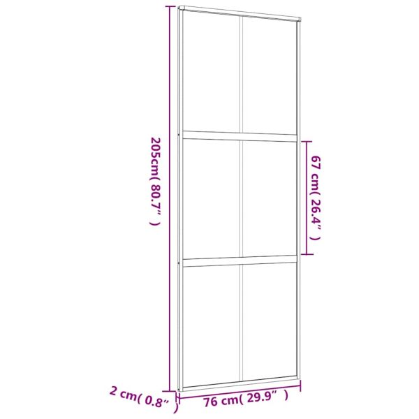 Плъзгаща се врата 76x205 см матирано ESG стъкло и алуминий