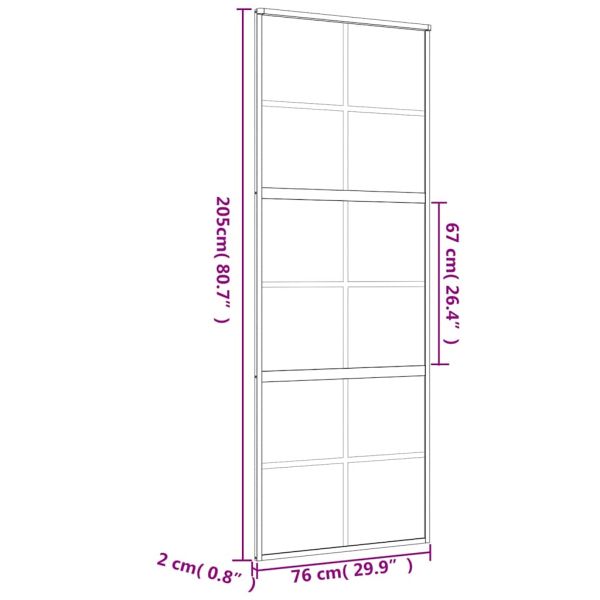 Плъзгаща се врата 76x205 см матирано ESG стъкло и алуминий