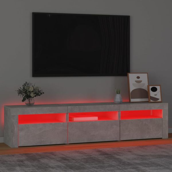 ТВ шкаф с LED осветление, бетонно сив, 180x35x40 см