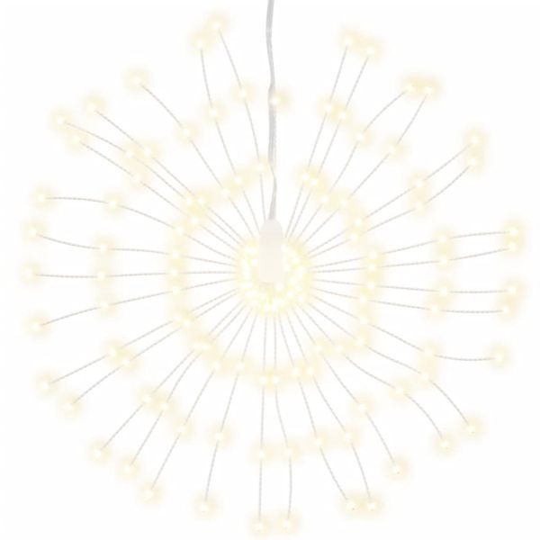 Външни коледни светещи фойерверки, топло бели, 20 см, 140 LED