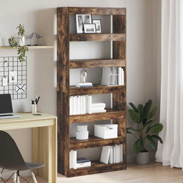 Шкаф за книги с рафт Димян дъб 80 x 30 x 198 см Инженерно дърво