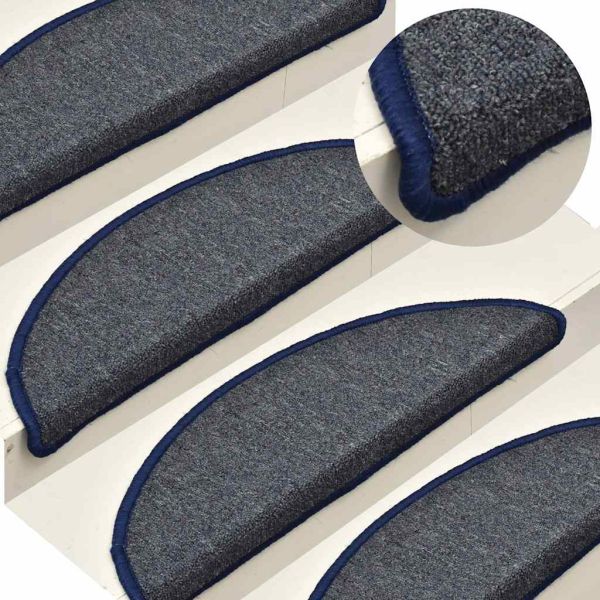 Изтривалки за стълби, 30 бр., 56x17x3 см, тъмносиви и сини, полукръгли