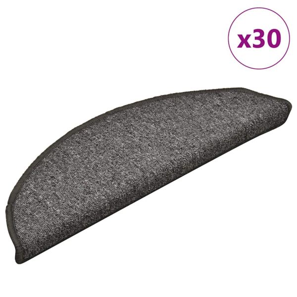 Изтривалки за стълби, 30 бр., 56x17x3 см, тъмносиви, полукръгли