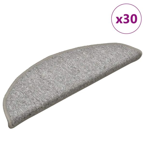 Изтривалки за стълби, 30 бр., 56x17x3 см, светлосиви, полукръгли