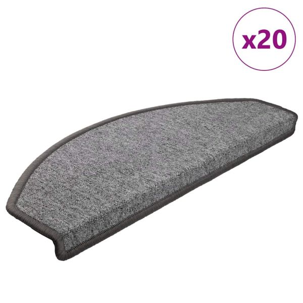 Изтривалки за стълби, 20 бр., 65x24x4 см, тъмносиви, полукръгли, големи