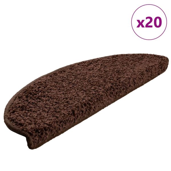 Изтривалки за стълби, 20 бр., 65x21x4 см, кафяви, полукръгли, големи