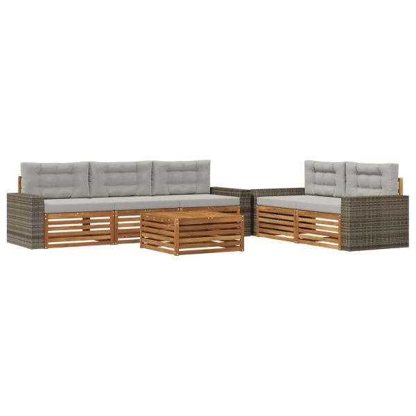 Комплект дивани за открито 6 pcs Натурално и светлосиво