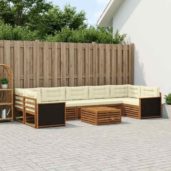 Комплект дивани за открито 8 pcs Натурален и Крема