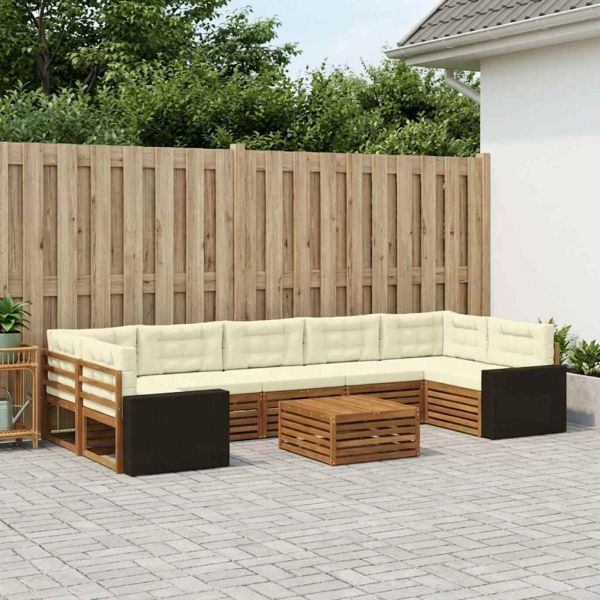 Комплект дивани за открито 8 pcs Натурален и Крема