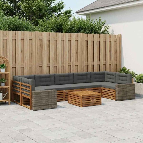 Комплект дивани за открито 8 pcs Натурален и Антрацит