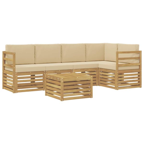 Комплект дивани за открито 6 pcs Бяло и Бежово 59 x 59 x 37 см