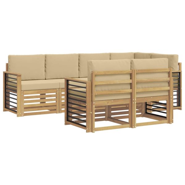 Комплект дивани за открито 7 pcs Бяло и Бежово