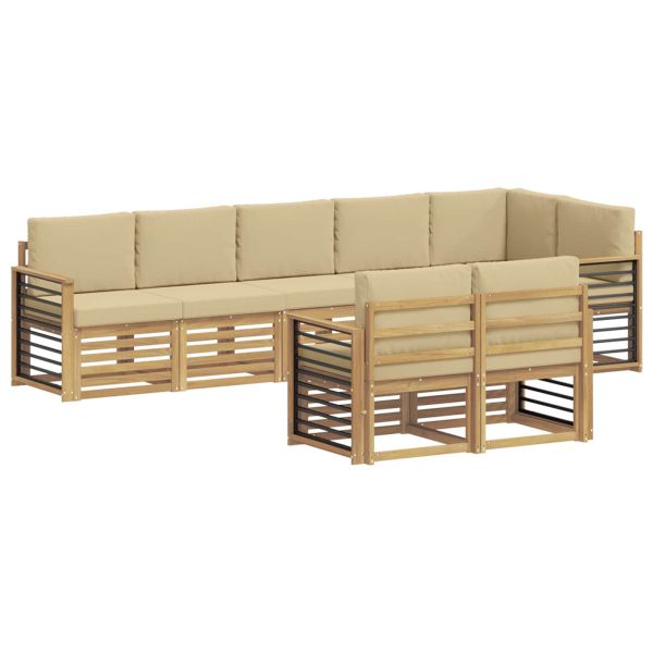 Комплект дивани за открито 8 pcs Бяло и Бежово