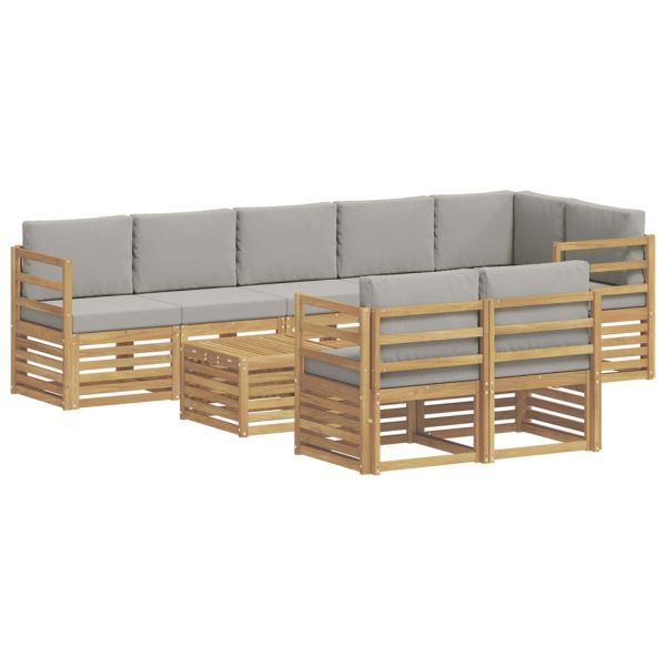 Комплект дивани за открито 9 pcs Бяло и светлосиво