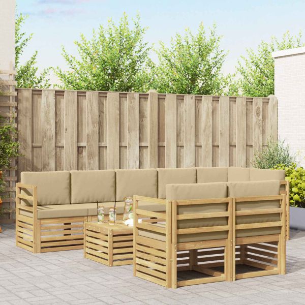 Комплект дивани за открито 9 pcs Бяло и Бежово 59 x 59 x 37 см