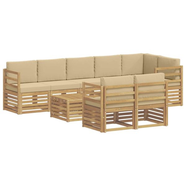 Комплект дивани за открито 9 pcs Бяло и Бежово 59 x 59 x 37 см